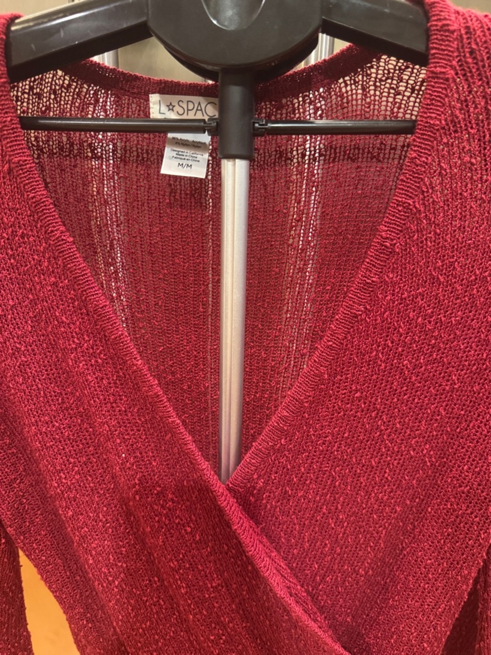 l*space Crimson Wrap Knit Swim Dress Cover Up with Tie Waist - Picture 4 of 13